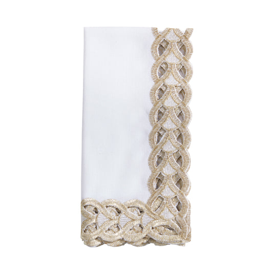 Gold Braided Border Napkins 100% polyester, 20 Inch Square (4 pcs.)