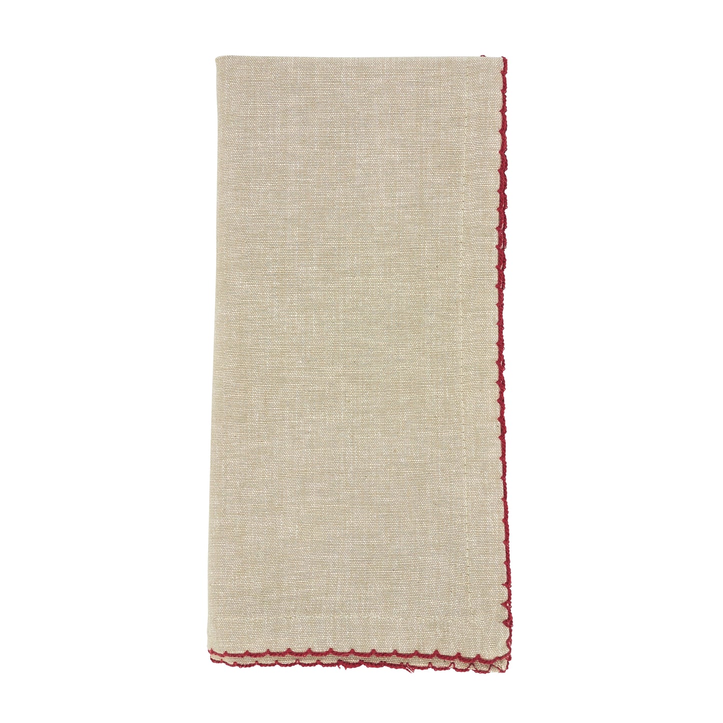 Red Crochet Scalloped Design Napkins 100% cotton, 20 Inch Square (4 pcs.)