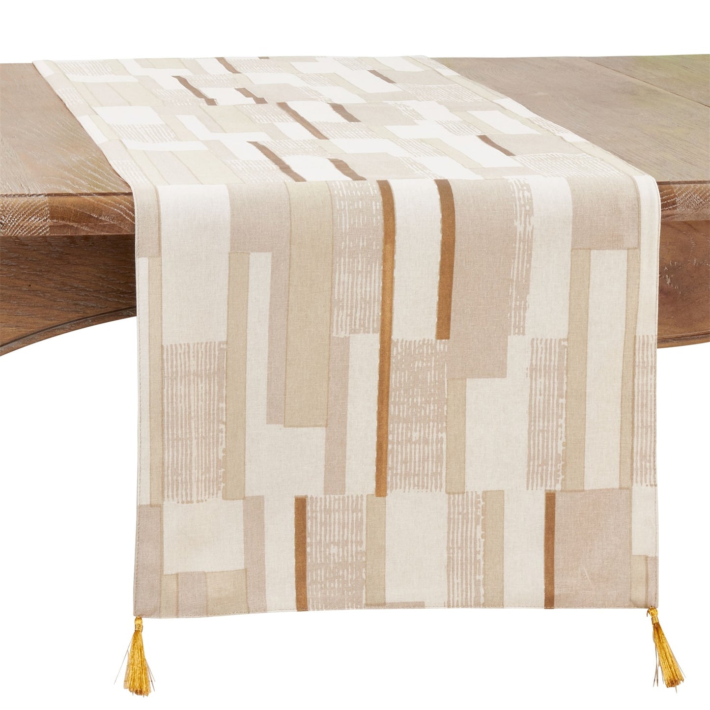 Everyday / All Season Gold Geometric Foil Print Table Runner, 100% cotton