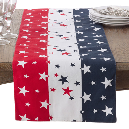 Patriotic / 4th of July Multi Star Spangled Table Runner, 100% cotton