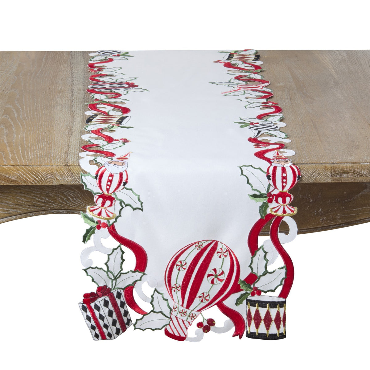 Christmas Multi Christmas Hot Air Balloons Table Runner, 100% polyester
