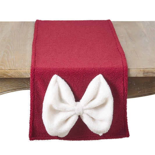 Christmas Red Bow Table Runner, 100% polyester