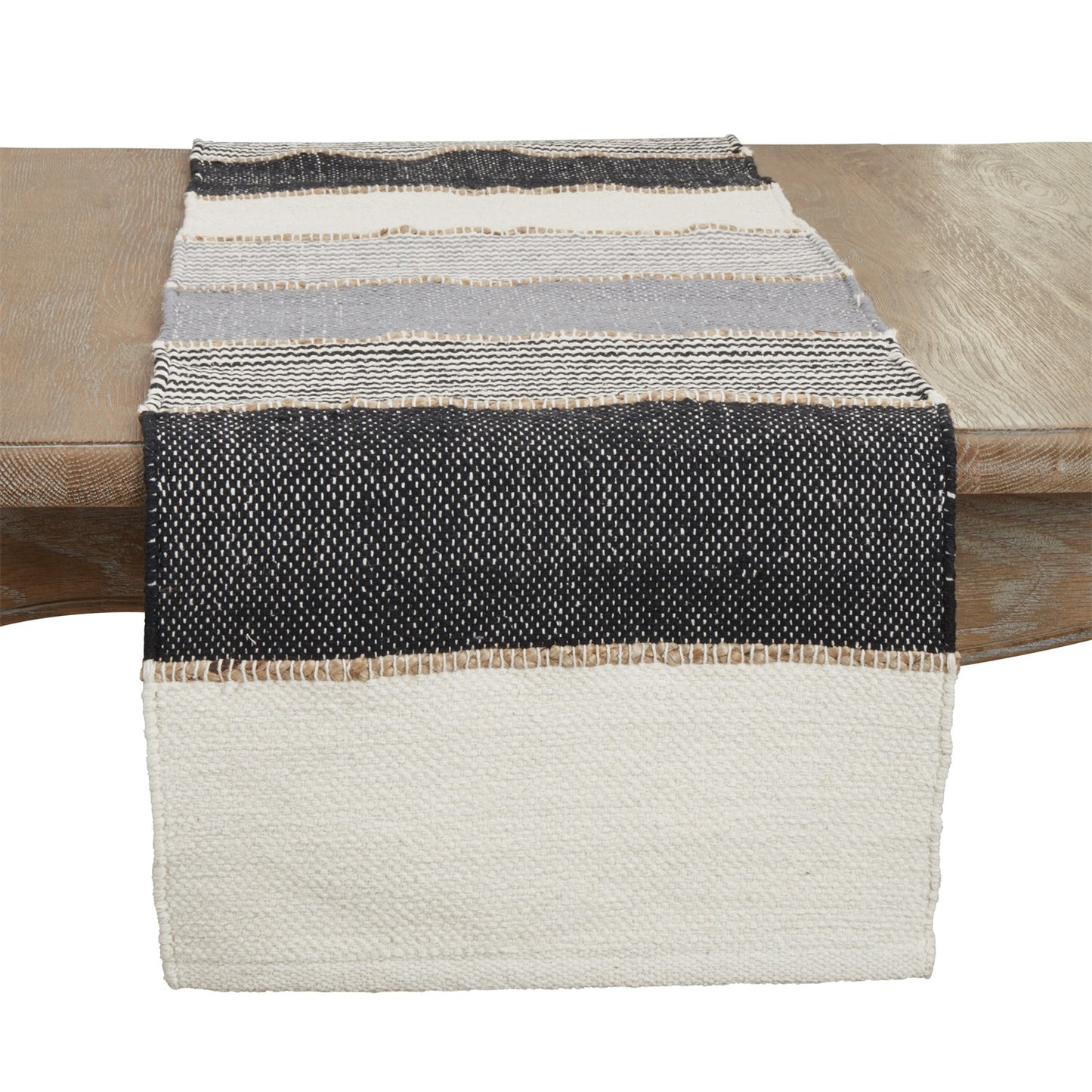 Everyday / All Season Grey Stripe Table Runner, 95% cotton - 5% jute