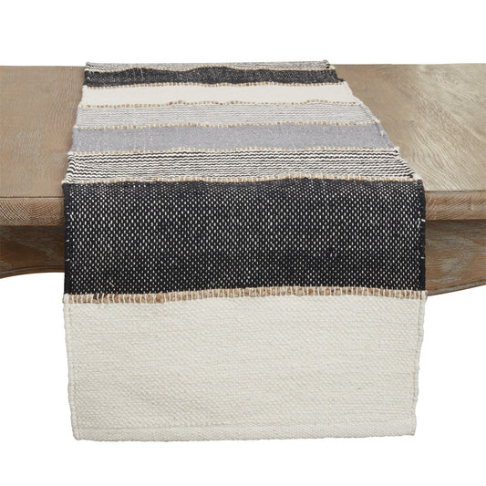 Everyday / All Season Grey Stripe Table Runner, 95% cotton - 5% jute