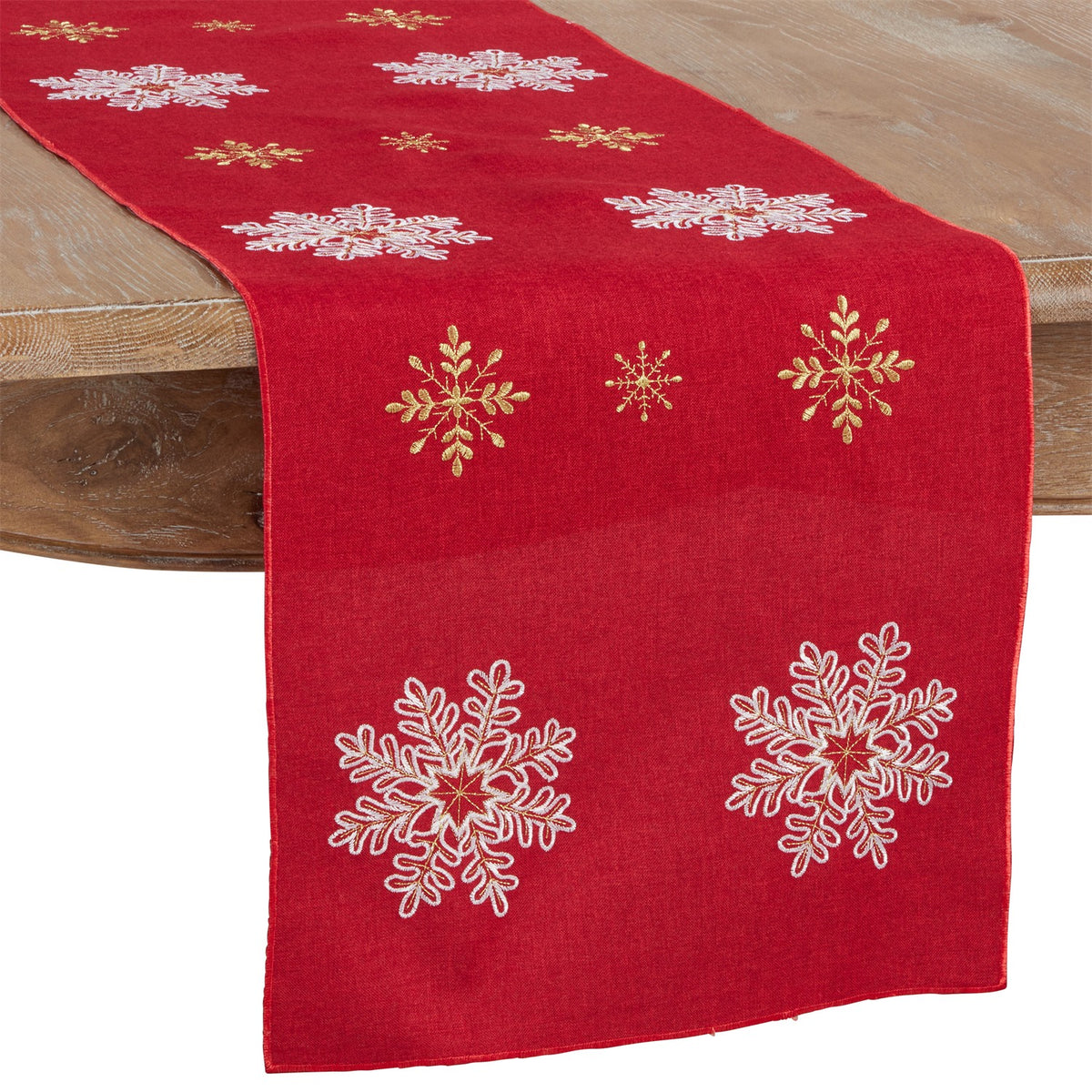 Christmas Red Snowflake Table Runner, 100% Polyester