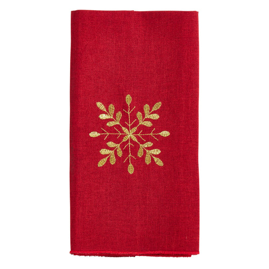 Red Snowflake Napkins 100% Polyester, 20 Inch Square (4 pcs.)