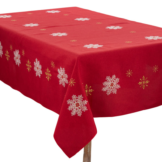 Red  Snowflake Tablecloth  100% polyester