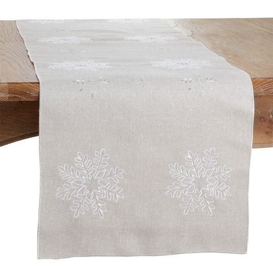 Christmas Silver Snowflake Table Runner, 100% Polyester