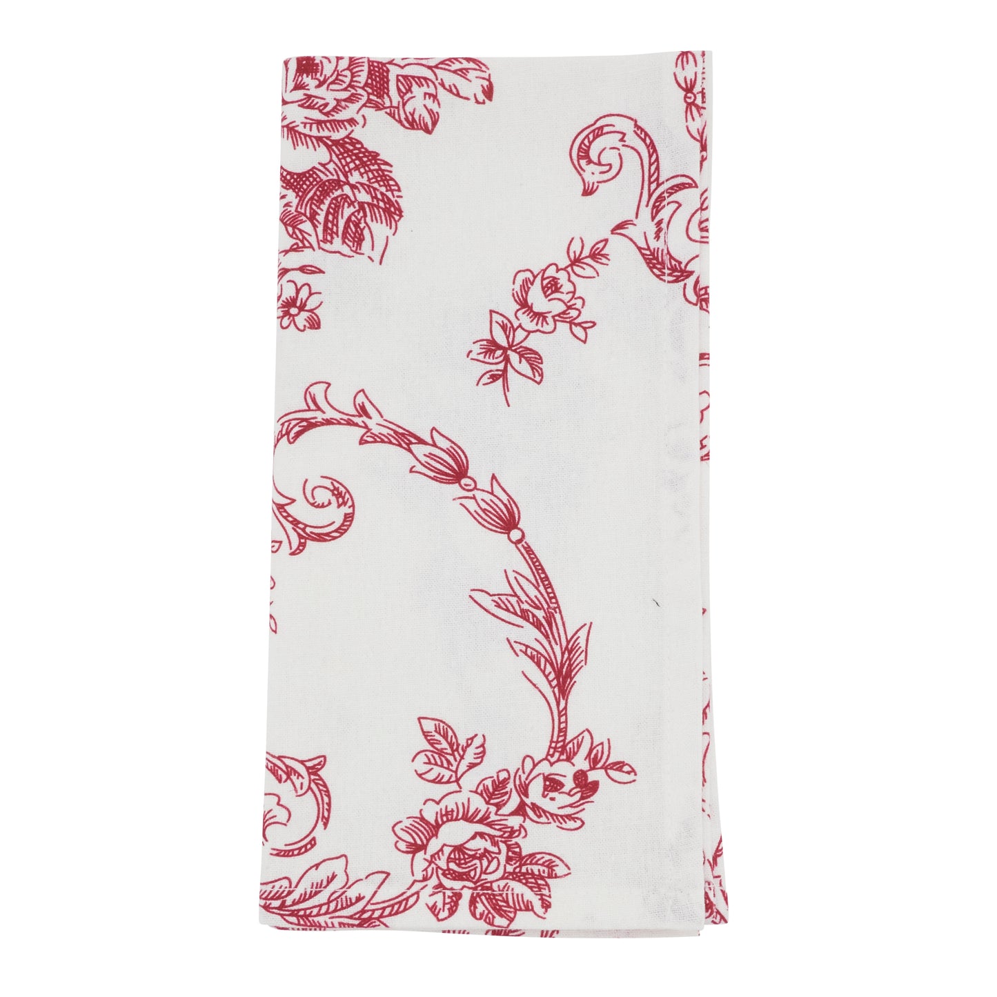 Red Toile Floral Napkins 55% linen - 45% cotton, 20 Inch Square (4 pcs.)