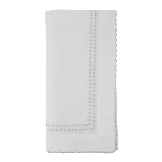 Silver Embroidered Border Napkins 100% cotton, 18 Inch Square (4 pcs.)