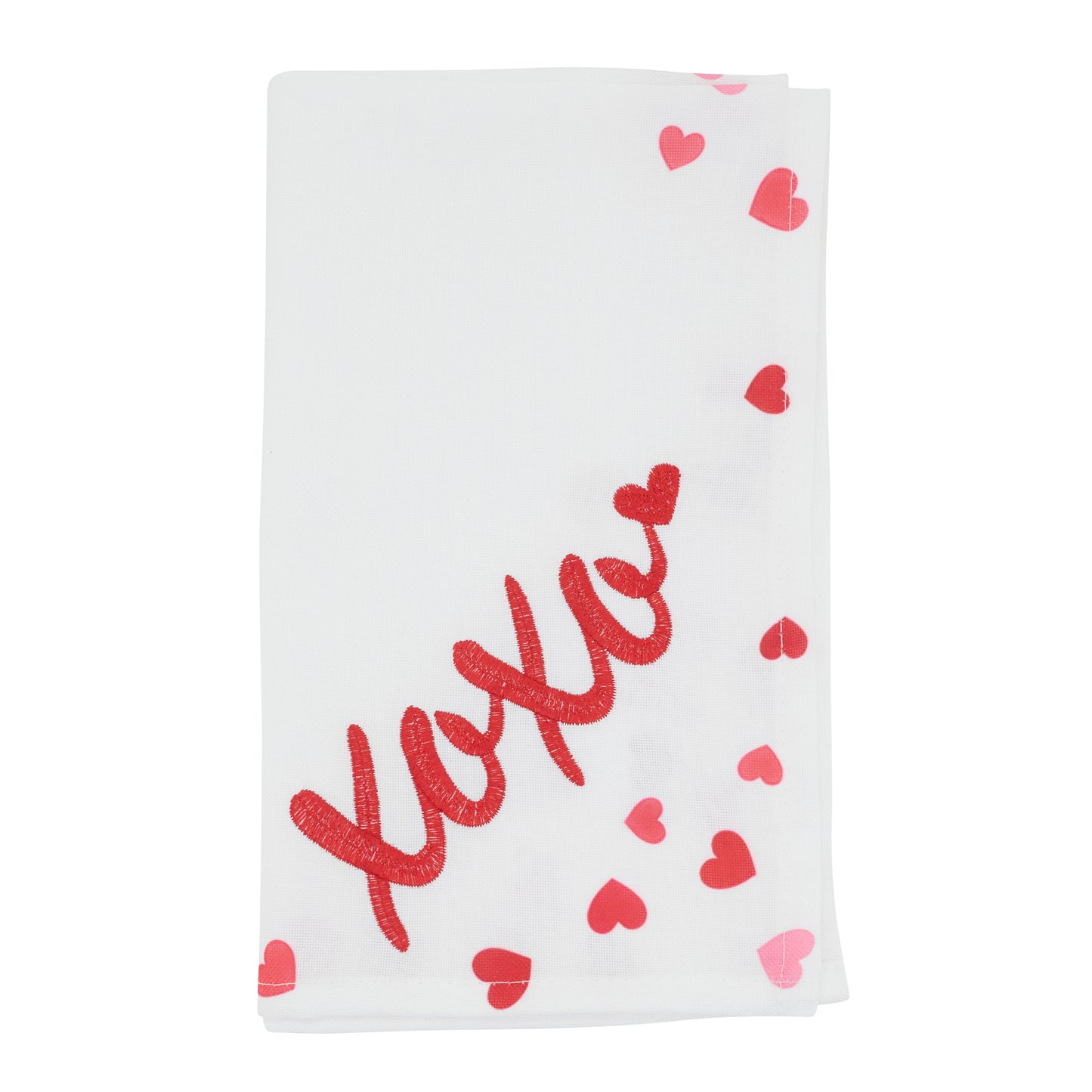 White Embroidered XOXO Napkins 100% polyester, 20 Inch Square (4 pcs.)