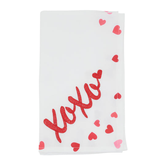 White Embroidered XOXO Napkins 100% polyester, 20 Inch Square (4 pcs.)