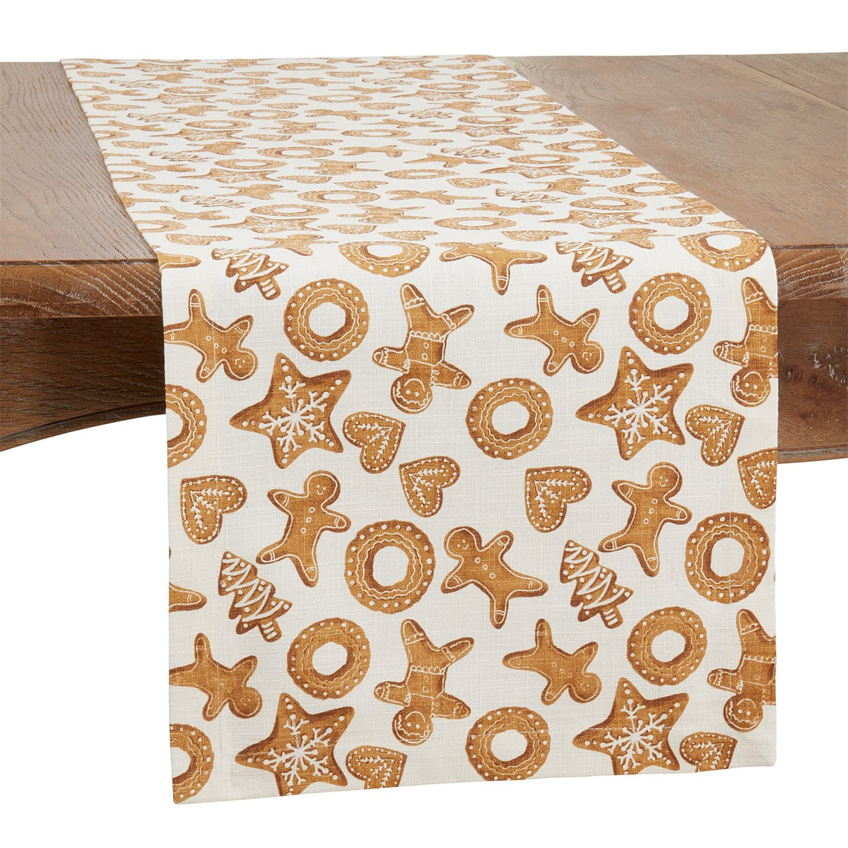 Christmas Brown Gingerbread Table Runner, 100% cotton