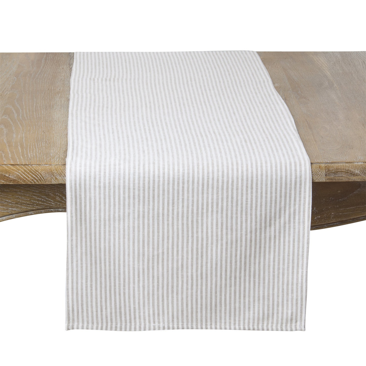 Everyday / All Season Natural Beige Striped Design Table Runner, 70% viscose - 30% linen