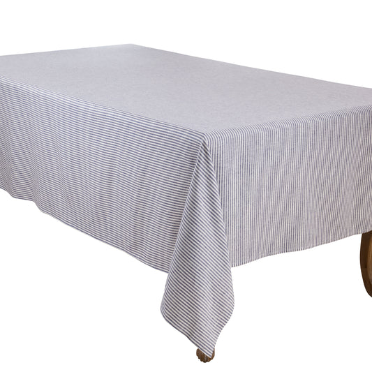 Navy Blue  Striped Design Tablecloth  70% viscose - 30% linen