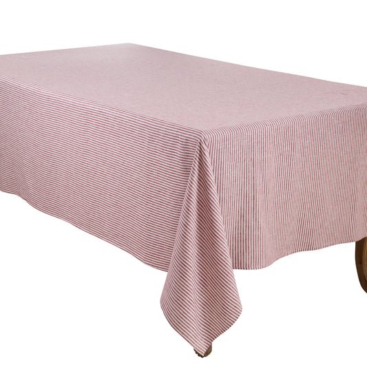 Red  Striped Design Tablecloth  70% viscose - 30% linen