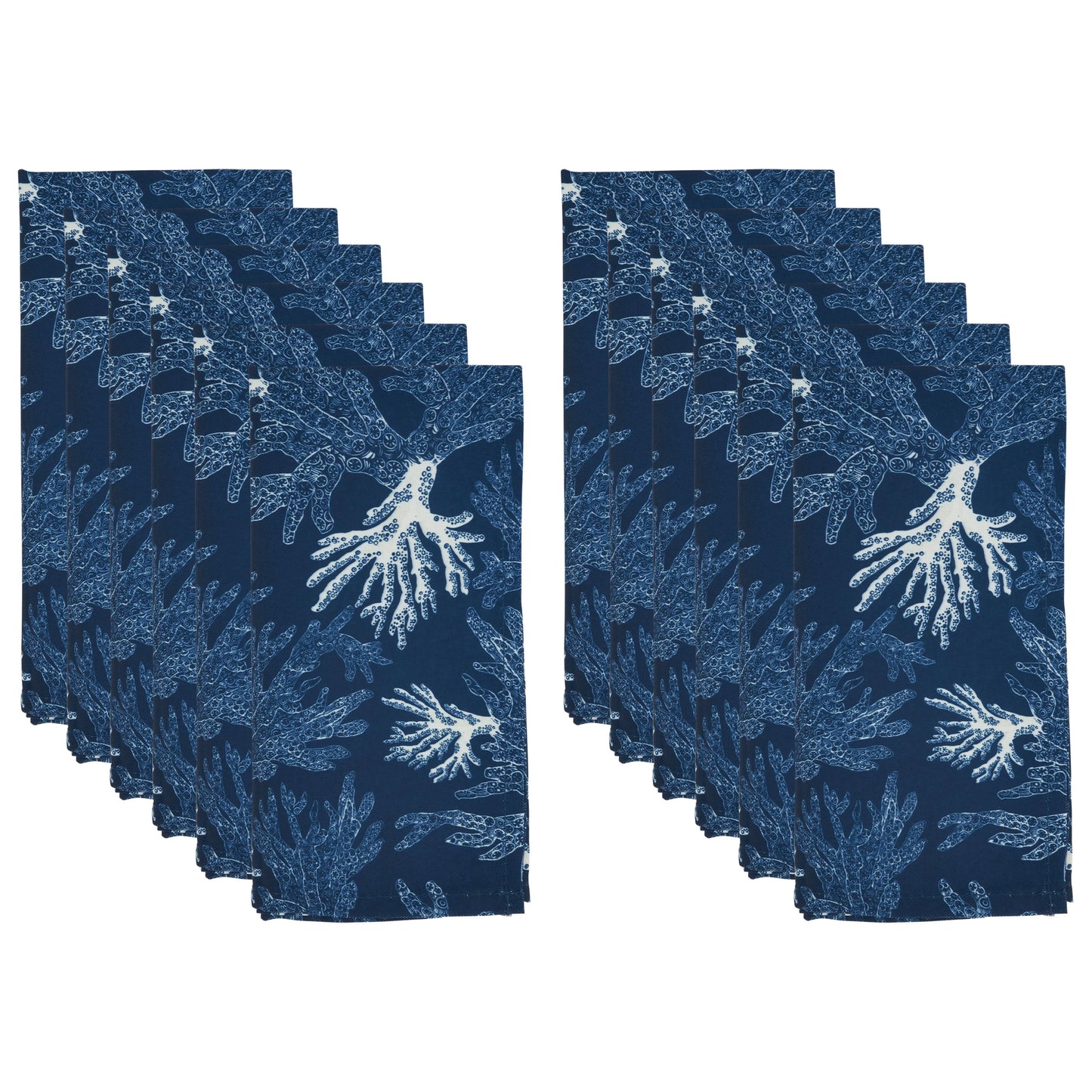 Navy Blue Sea Coral Napkins 100% polyester, 20 Inch Square (12 pcs.)