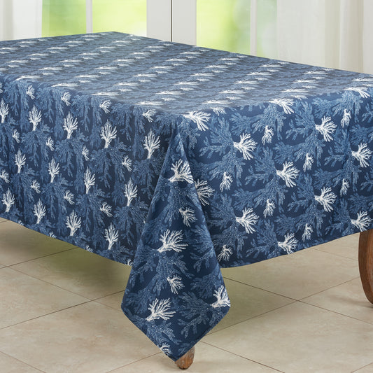 Navy Blue  Sea Coral Tablecloth  100% polyester