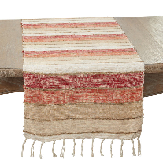 Everyday / All Season Orange Striped Table Runner, 100% cotton