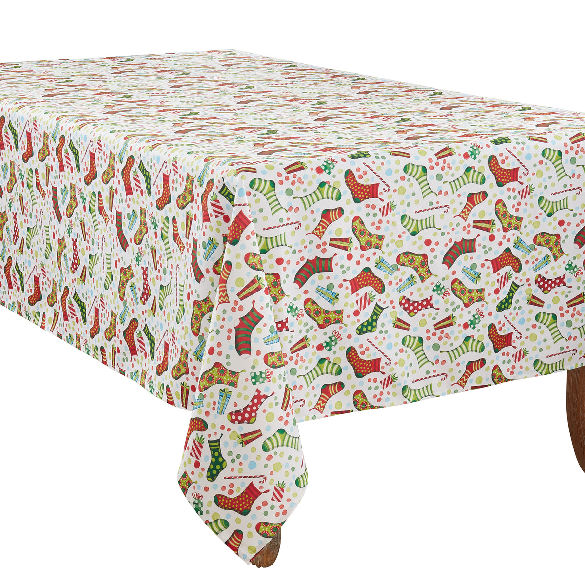 Multi  Christmas Stockings Tablecloth  100% polyester