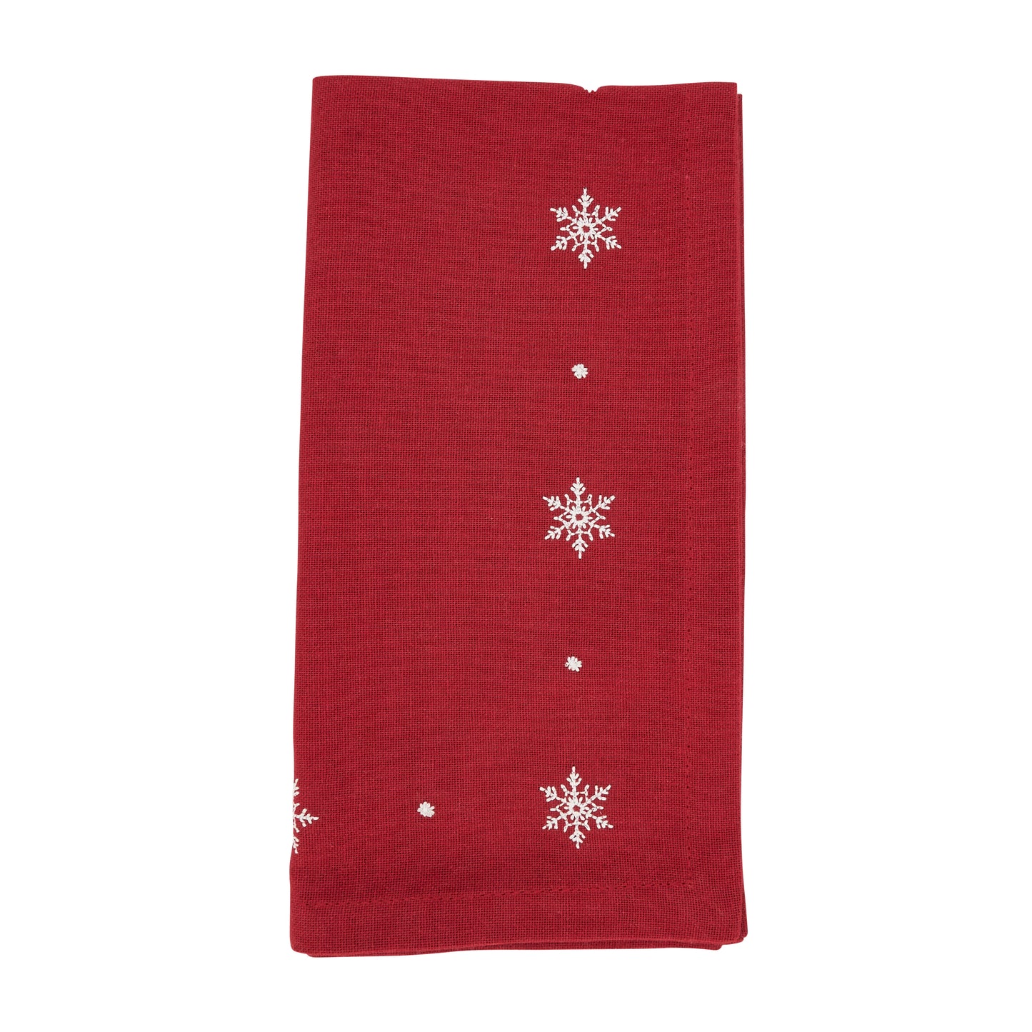 Red Embroidered Snowflake Napkins 100% cotton, 20 Inch Square (4 pcs.)