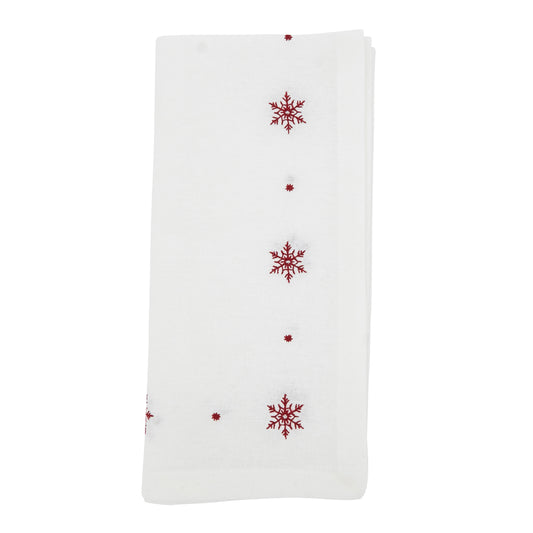 White Embroidered Snowflake Napkins 100% cotton, 20 Inch Square (4 pcs.)