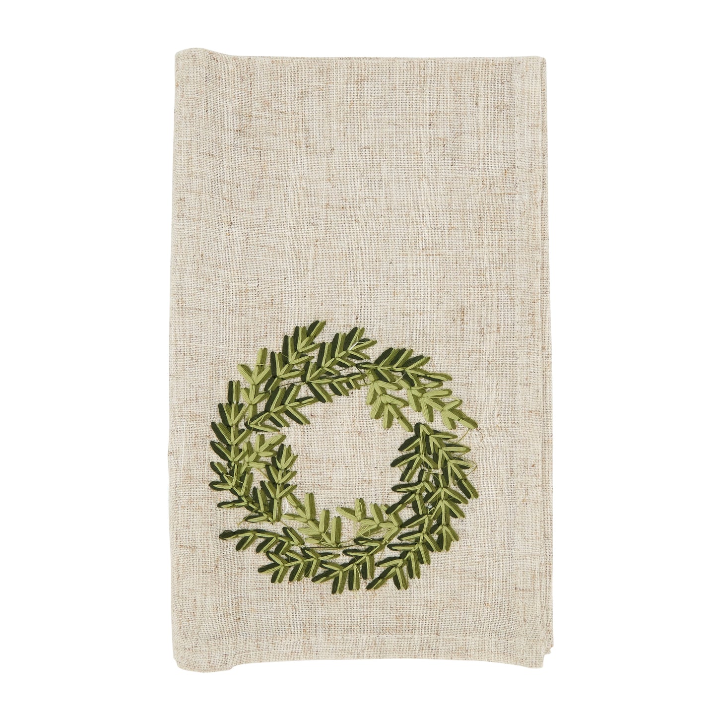 Natural Embroidered Wreath Napkins 80% polyester - 20% linen, 20 Inch Square (4 pcs.)