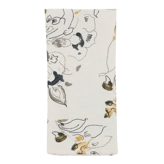 Marigold Printed Floral Design Napkins 55% linen - 45% cotton, 20 Inch Square (4 pcs.)
