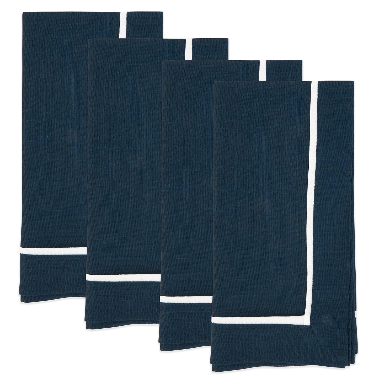 Navy Blue Classic Pleated Design Napkins 100% Polyester, 20 Inch Square (4 pcs.)
