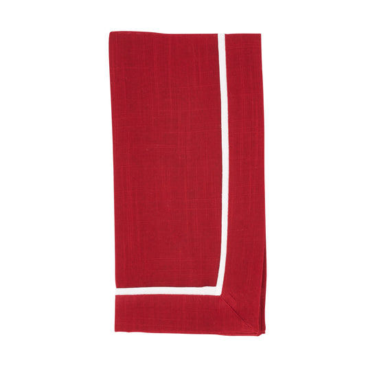 Red Classic Pleated Design Napkins 100% Polyester, 20 Inch Square (4 pcs.)