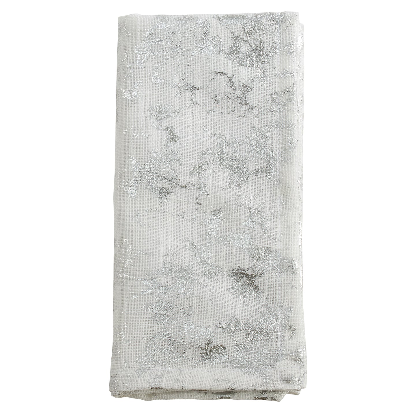 Silver Foil Print Design Napkins 100% Polyester, 20 Inch Square (4 pcs.)
