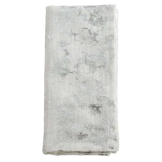 Silver Foil Print Design Napkins 100% Polyester, 20 Inch Square (4 pcs.)