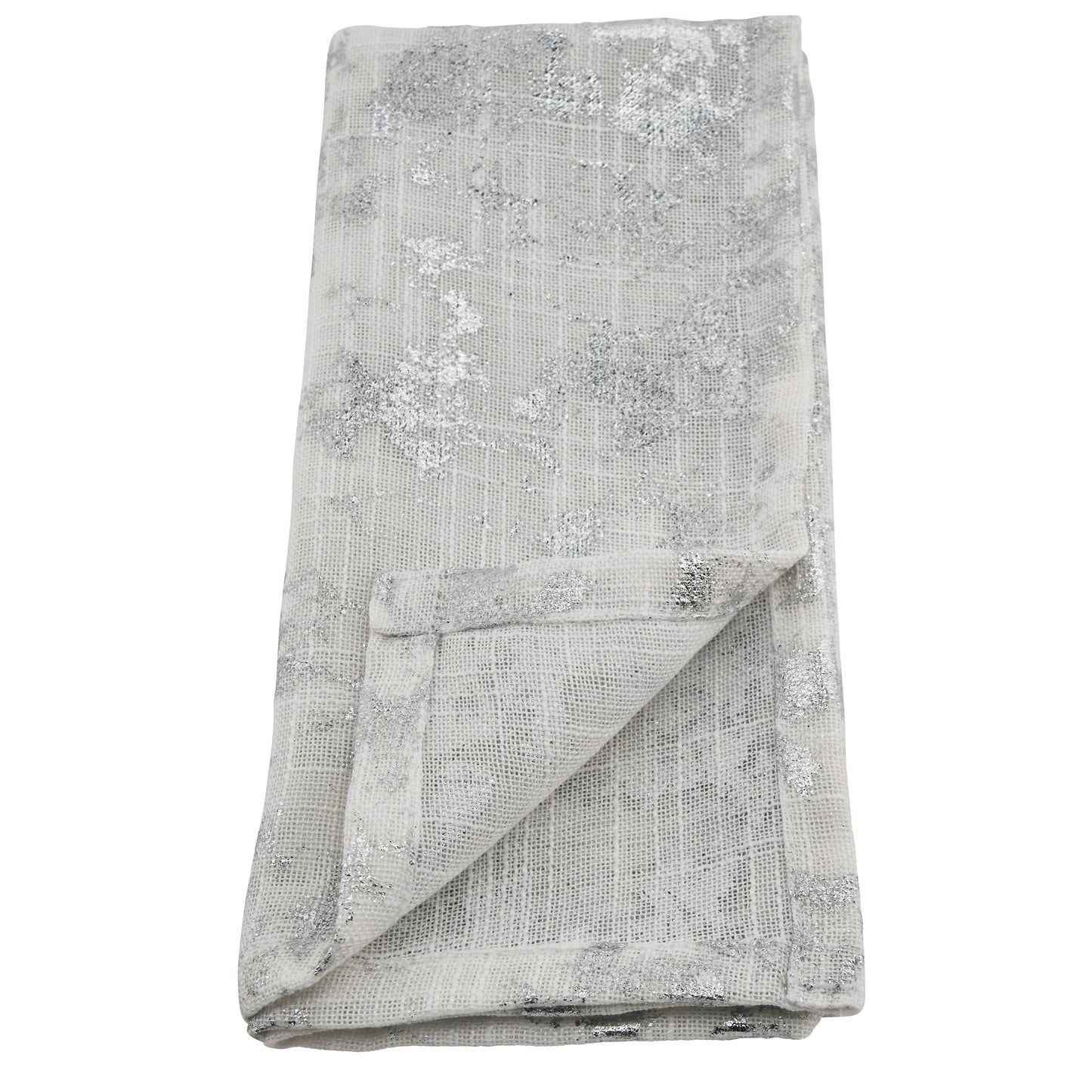 Silver Foil Print Design Napkins 100% Polyester, 20 Inch Square (4 pcs.)