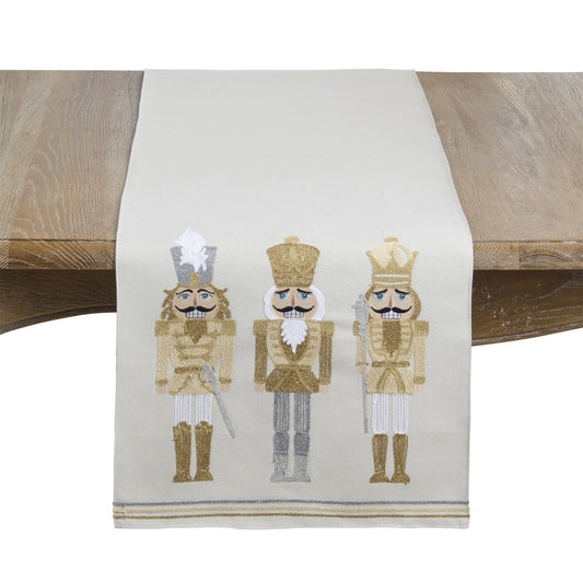 Christmas Natural Beige Nutcracker Table Runner, 84% polyester - 16% linen