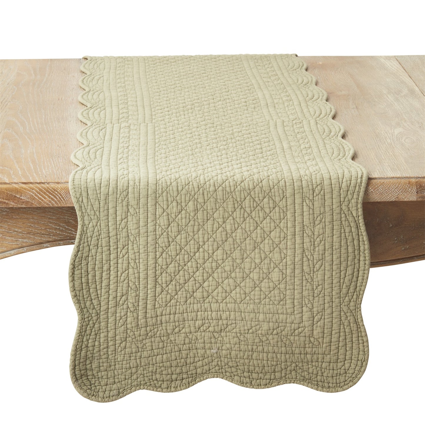 Everyday / All Season Olive Quilted Table Runner, 100% cotton