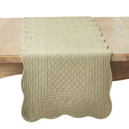 Everyday / All Season Olive Quilted Table Runner, 100% cotton