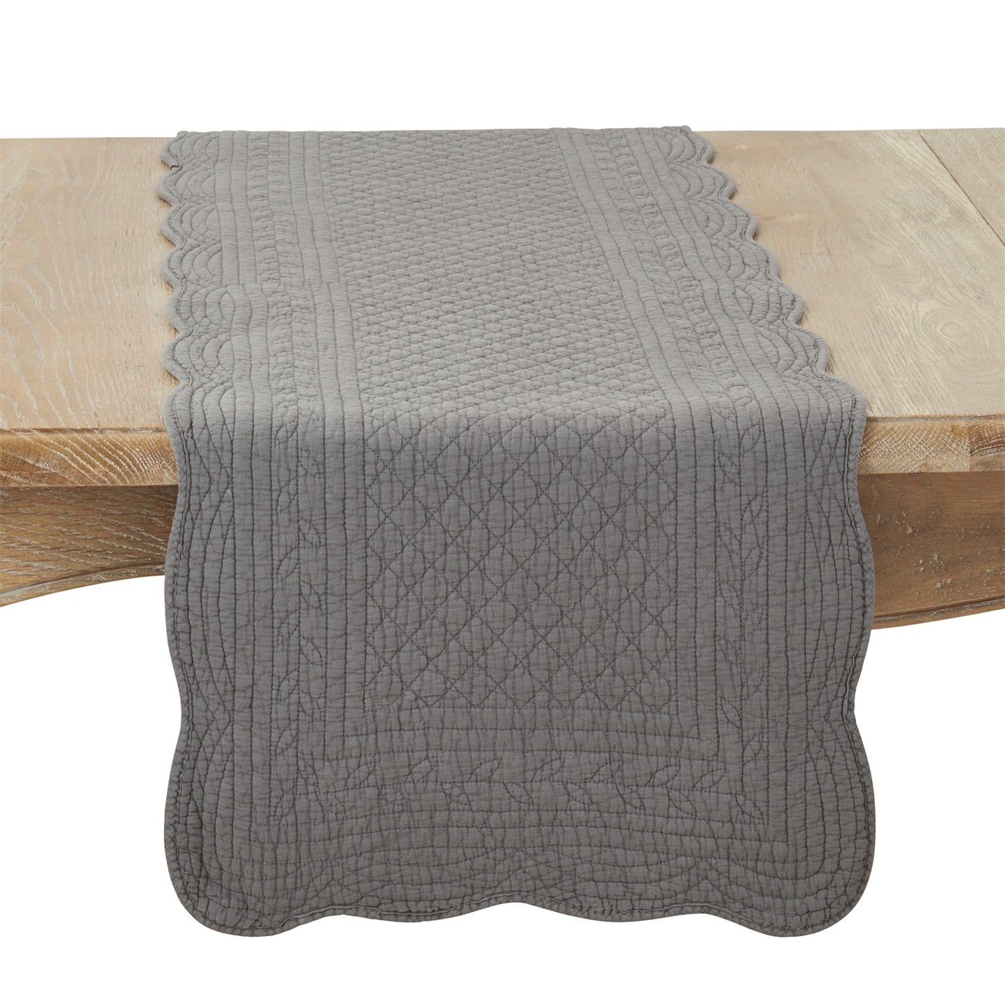 Everyday / All Season Slate Grey Quilted Table Runner, 100% cotton