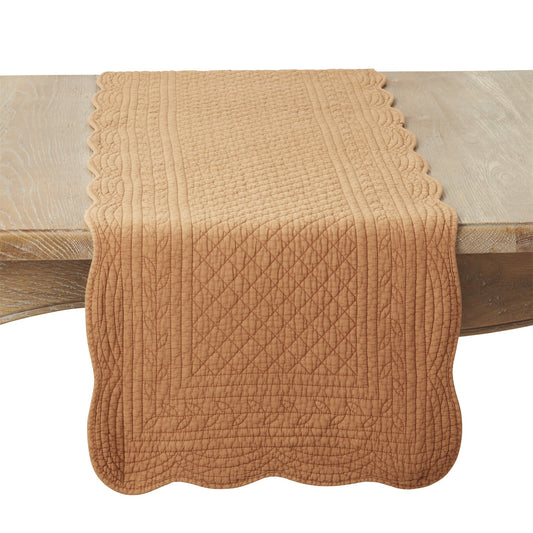 Everyday / All Season Terracotta Orange Quilted Table Runner, 100% cotton