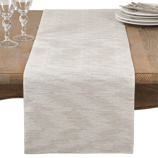 Everyday / All Season Silver Metallic Woven Table Runner, 58% polyester-17% viscose-16% polyamide-9% metallic fiber