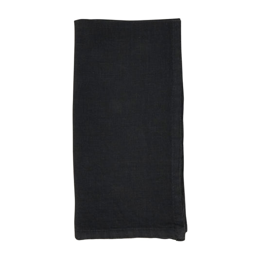 Black Linen Napkins 55% linen - 45% cotton, 20 Inch Square (4 pcs.)