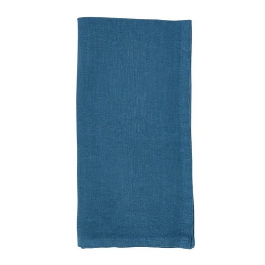 Ocean Blue Linen Napkins 55% linen - 45% cotton, 20 Inch Square (4 pcs.)