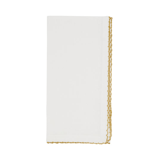 Gold Whip Stitched Napkins 100% cotton, 20 Inch Square (4 pcs.)