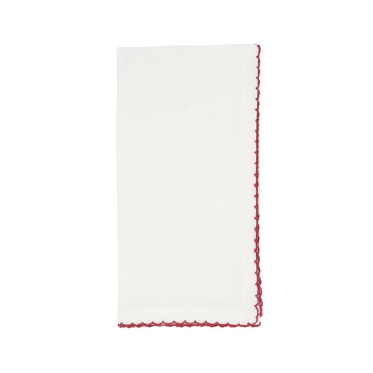 Red Whip Stitched Napkins 100% cotton, 18 Inch Square (4 pcs.)