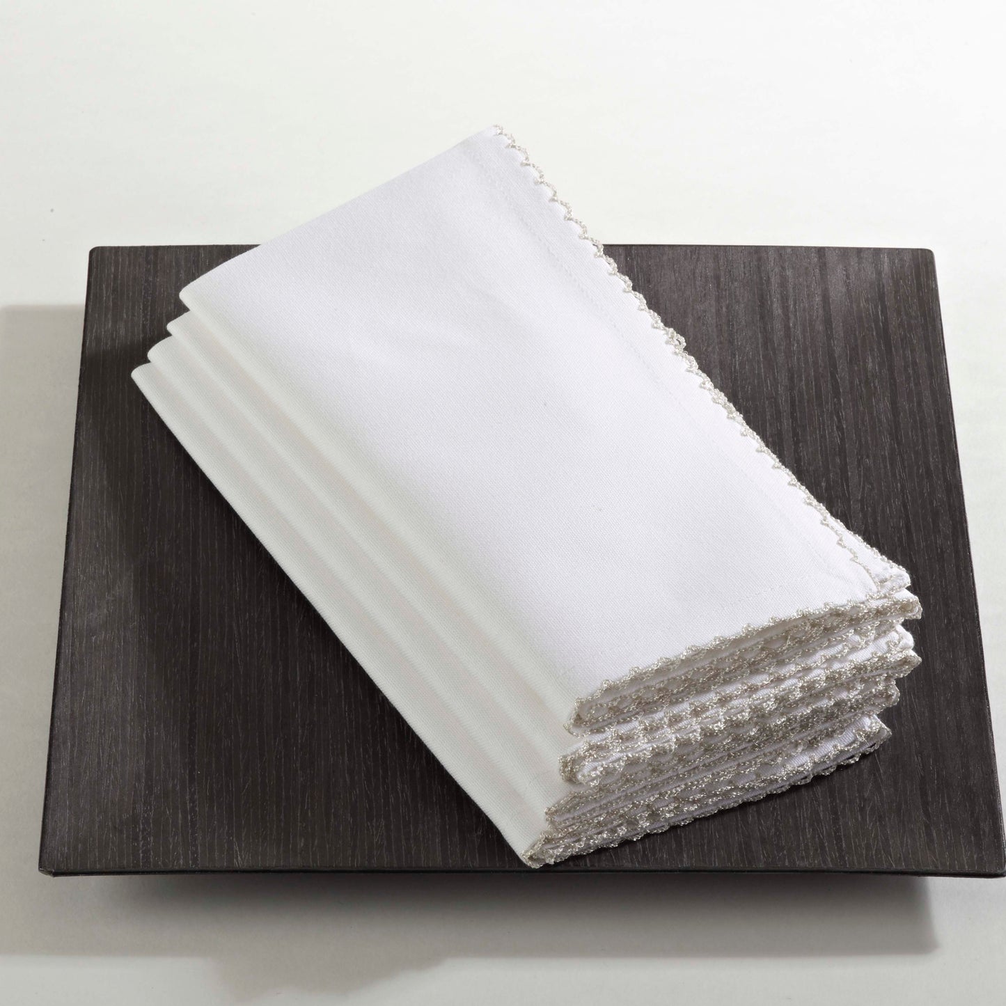 Silver Whip Stitched Napkins 100% cotton, 20 Inch Square (4 pcs.)