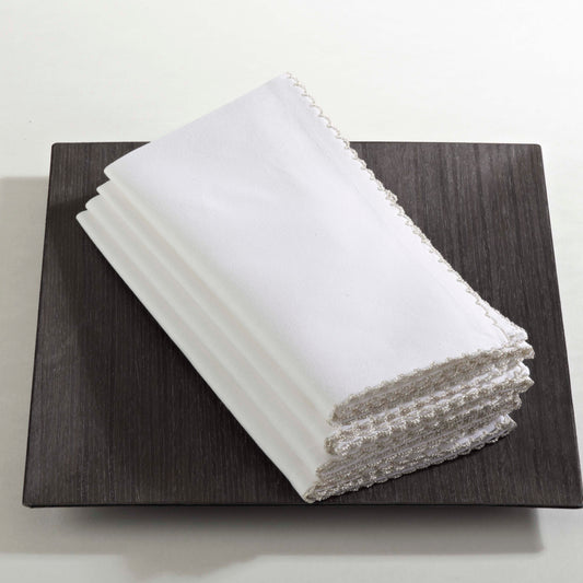 Silver Whip Stitched Napkins 100% cotton, 20 Inch Square (4 pcs.)