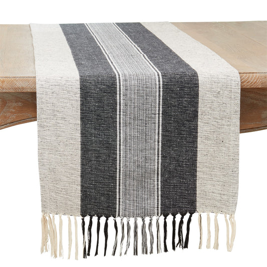 Everyday / All Season Black Stripe Table Runner, 100% cotton