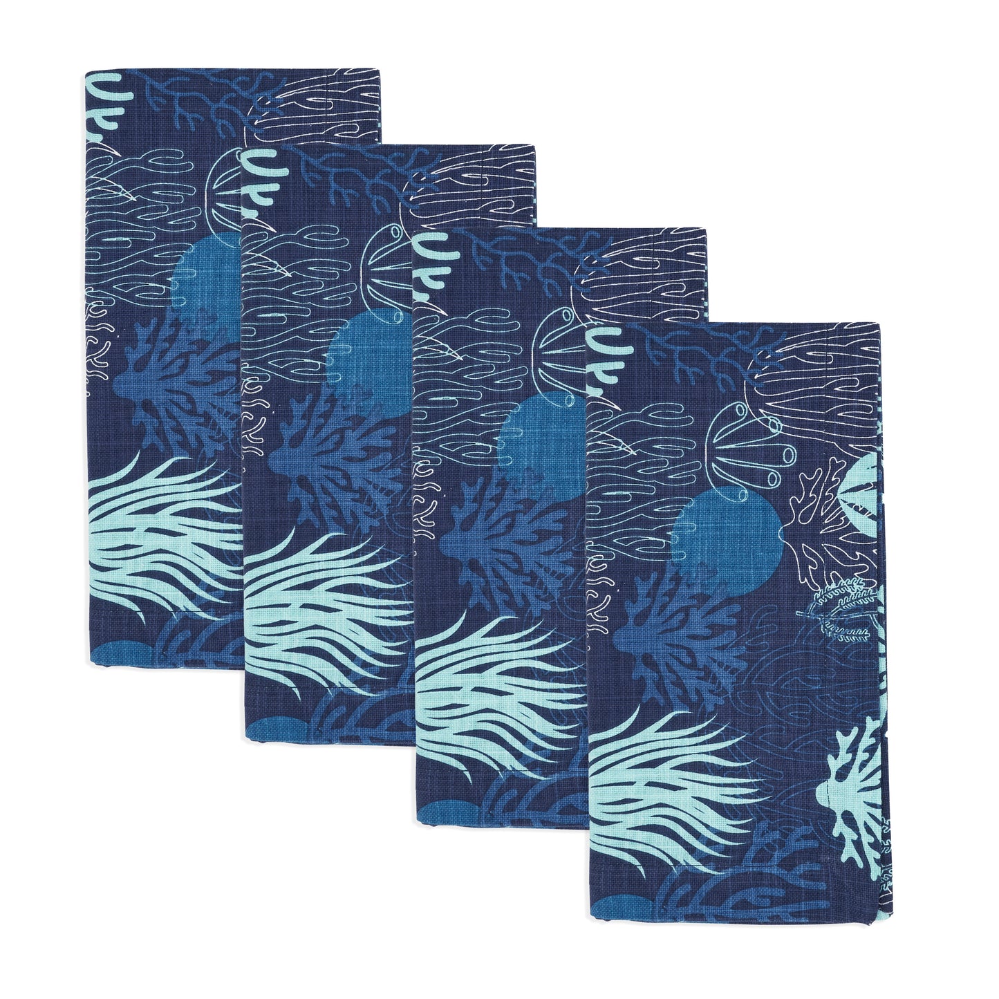 Navy Blue Coral Napkins 100% cotton, 20 Inch Square (4 pcs.)