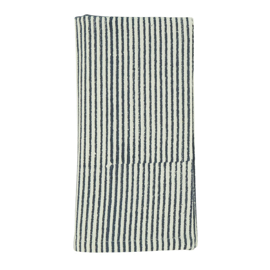 Navy Blue Block Print Napkins 100% cotton, 20 Inch Square (4 pcs.)