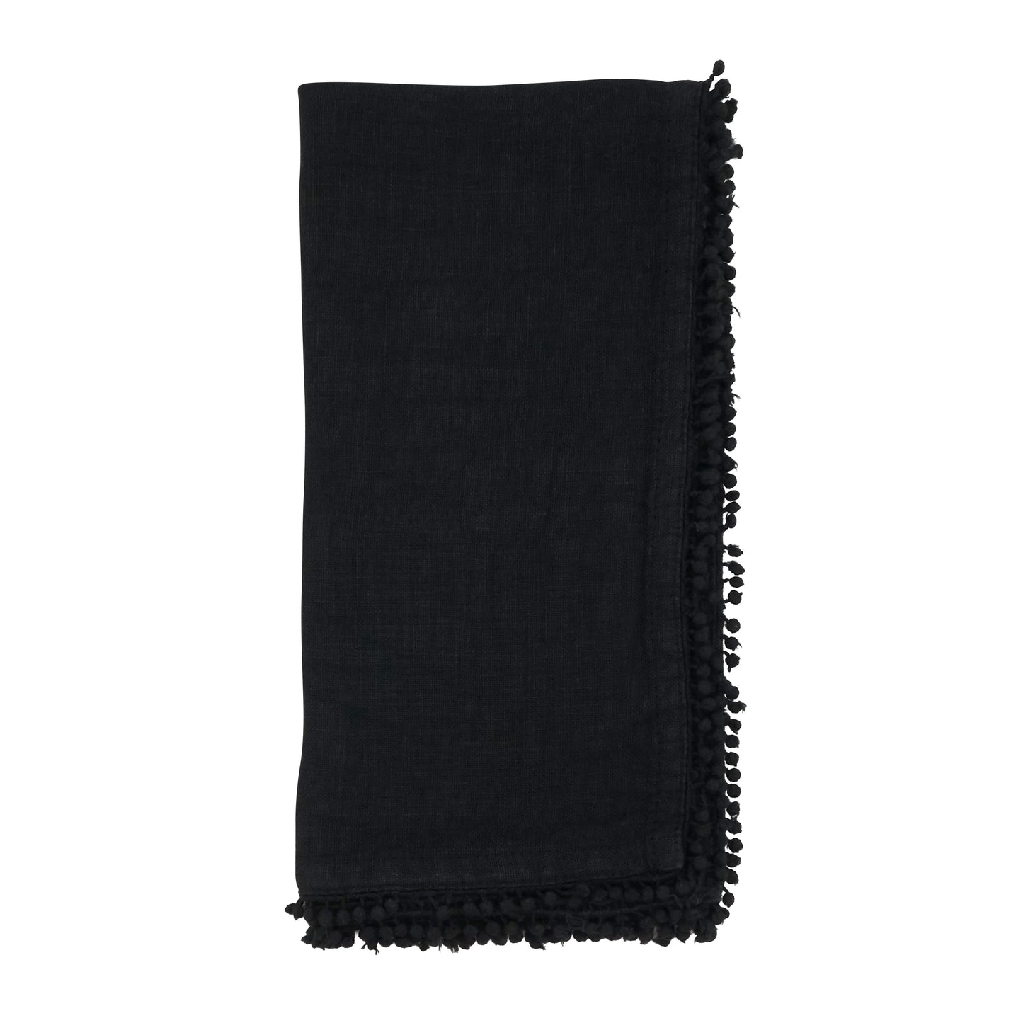 Black Pom Pom Design Napkins 100% linen, 20 Inch Square (4 pcs.)