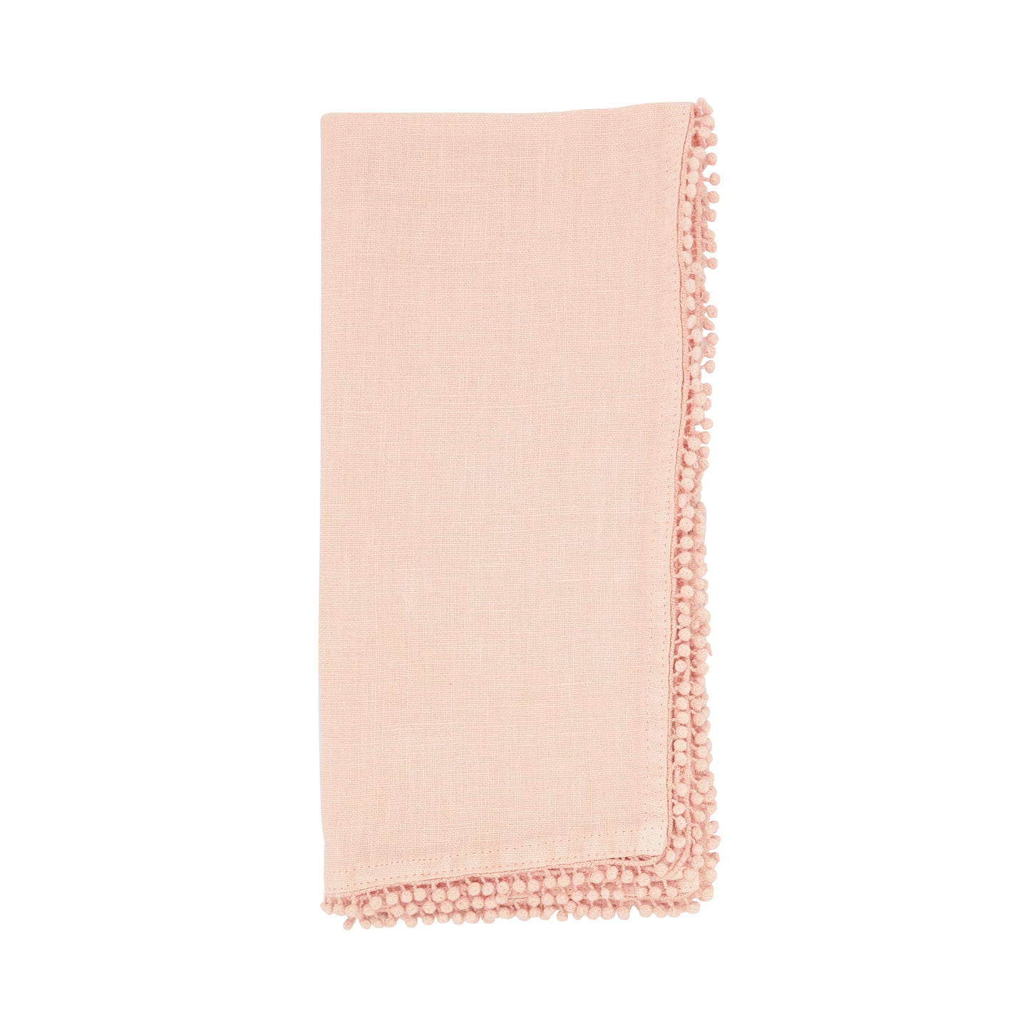 Rose Pompom Design Napkins 100% linen, 20 Inch Square (4 pcs.)